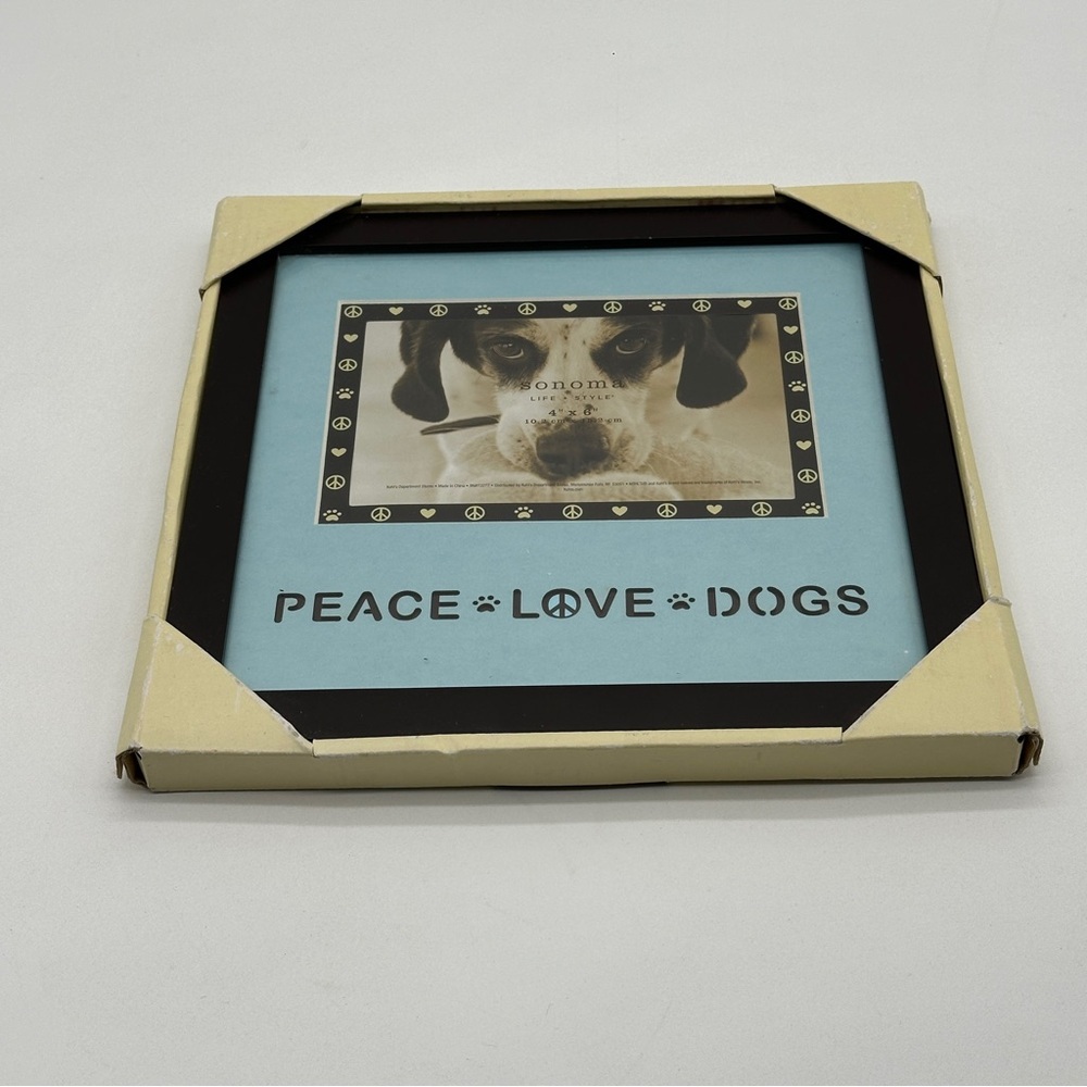 Sonoma Life Style peace Love Dogs Print Photo Frame Black  Decor Gift 4 x 6‎